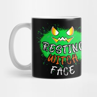 Resting Witch Face Jack O Lantern Green Pumpkin Splat Mug